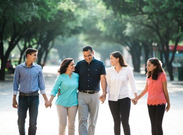 family, outdoors, street, happy